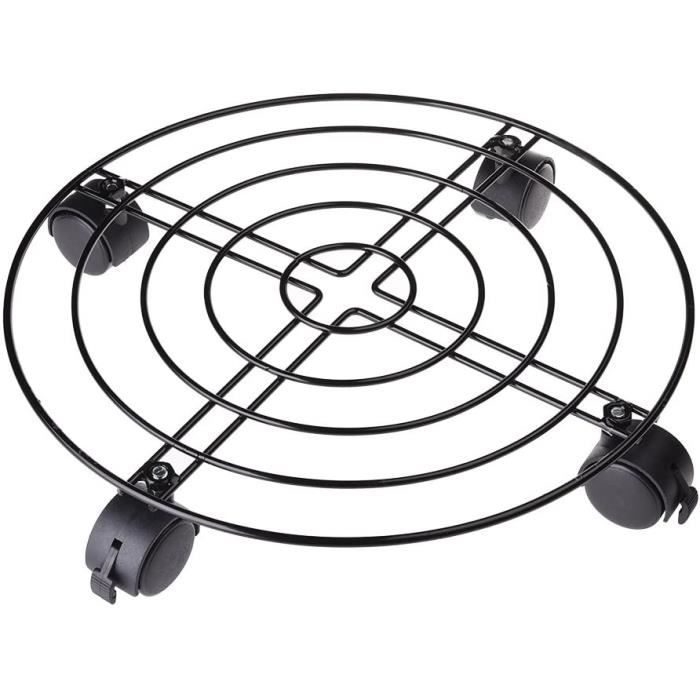 Support De Pot De Fleurs Rond à Roulettes - Diamètre 22 Cm, Roues 360° - Déplaçable Facilement - Pour Intérieur/extérieur - 8