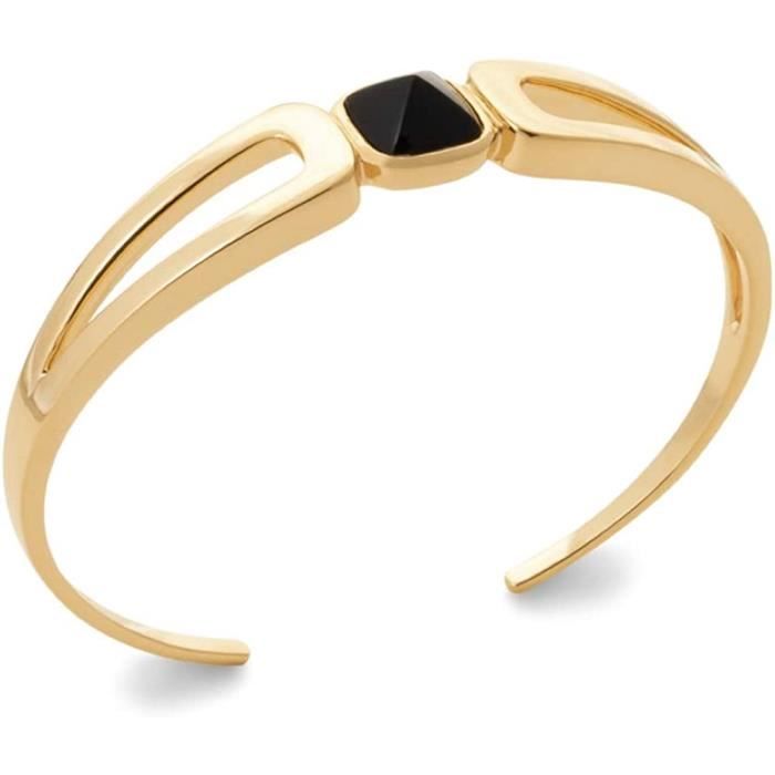 Bracelet Jonc Facetté Plaqué Or 18 Carats - Diamètre 62 Mm - Femme - Neuf Avec étiquettes