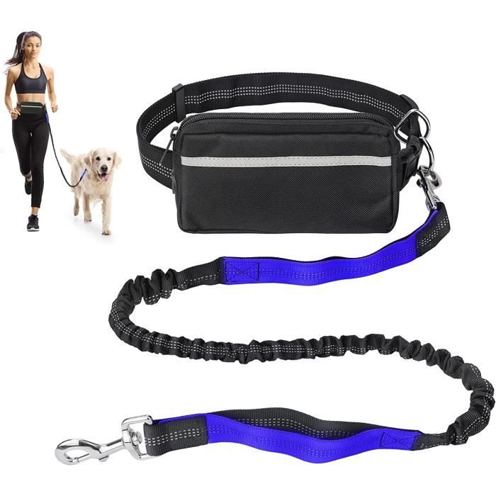 Laisses Mains Libres pour Chiens, Ceinture Réglable de Laisse de Formation Réfléchissante pour Chien,pour Jogging et Marche(Bleu)