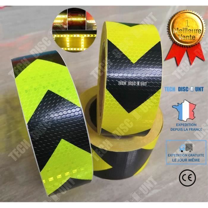 Bande reflechissante autocollante noir et jaune vélo camion moto véhicule roue ruban adhésif réflecteur sécurité avertissement