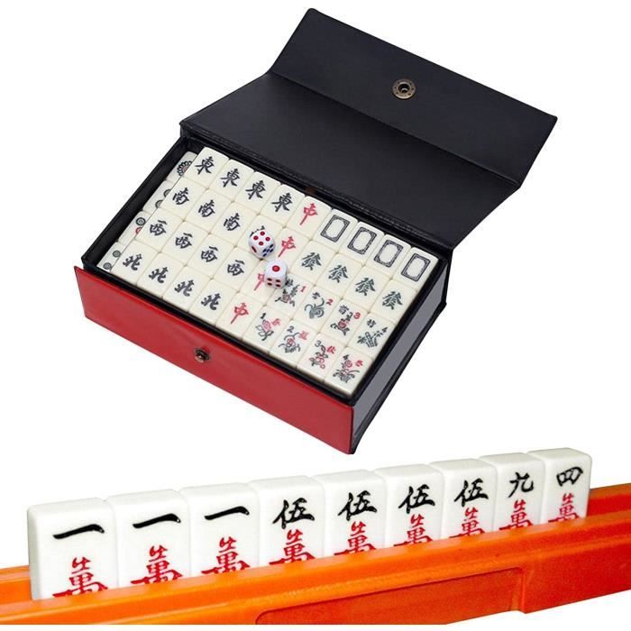 XPJBKC Jeu de Mahjong, Mahjong Jeu, Mini Jeu de Mahjong, Set Majong, Jeu Chinois Mahjong Portable avec 144 Tuiles und 2 Dés, Adapté aux Jeux de Famille, Réunions, Fêtes d'amis | Votre