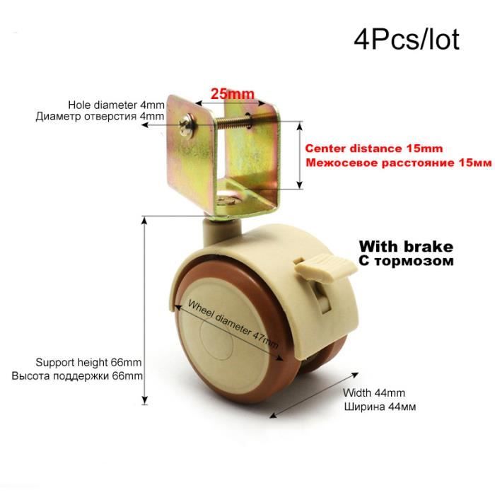 4 Roulettes Silencieuses Pour Porte Coulissante D’armoire - Fixation Facile Et Robuste En Fer - 7