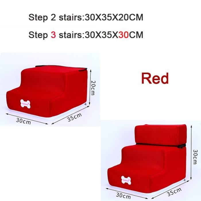 Taille - 2 step(30X35X20CM) - rouge - Chaude Chien Maison Chien Escaliers Pet 3 Marches pour Petit Chien Chat
