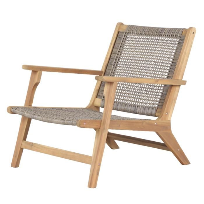 fauteuil de jardin merano en bois d'acacia et résine  tressée coloris naturel