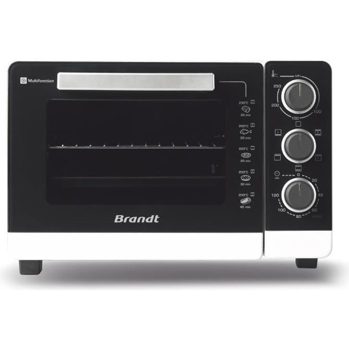 Four Compact BRANDT FC265MWST - 26L - Multifonctions - Thermostat réglable jusqu'à 250°C - Blanc et noir