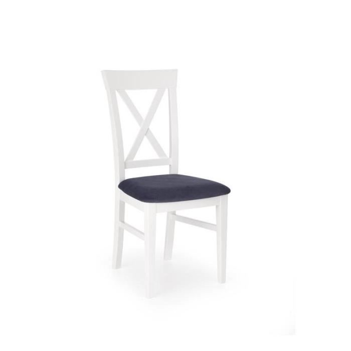 lot de 2 chaises en tissu - blanc/bleu navy