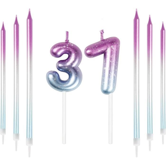 Lot De 12 Bougies D'anniversaire Thème Construction - Chiffre 2, Engins De Chantier - Décoration Gâteau