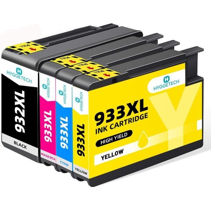 4-Pack 932 XL & 933 XL Ink Cartridges - Compatible With HP OfficeJet 6600, 6700, 7110, 7510, 7610, 7612