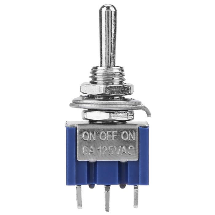 Interrupteur à Bascule SPDT 3 Positions (On-Off-On) – Dimensions 13 X 19 Mm – Bornes 4,8 Mm – Noir – 250V/10A