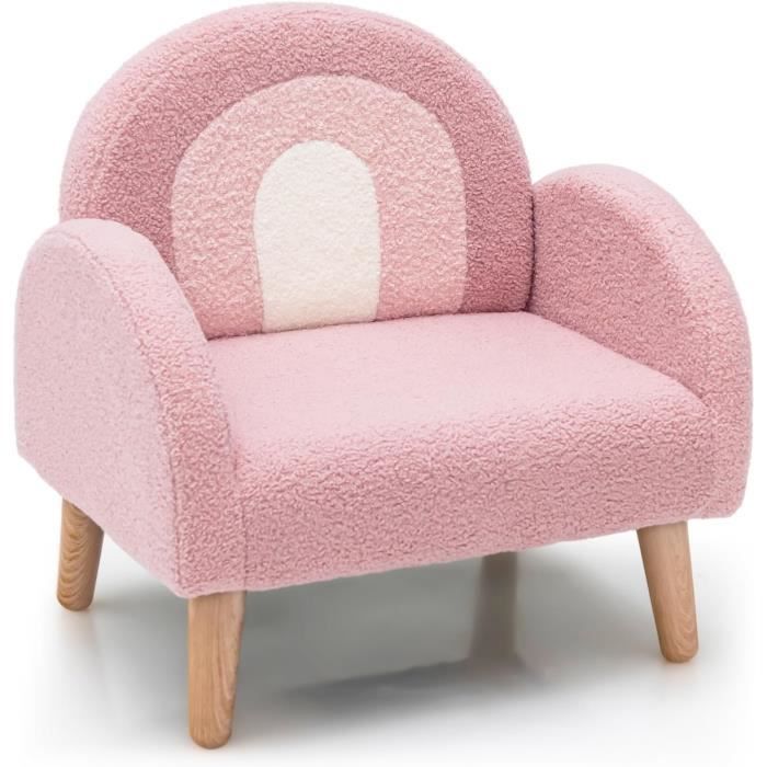 costway canapé enfant en peluche, fauteuil charge 50kg, jolis cadeaux pour garçon fille de 3-5 ans rose