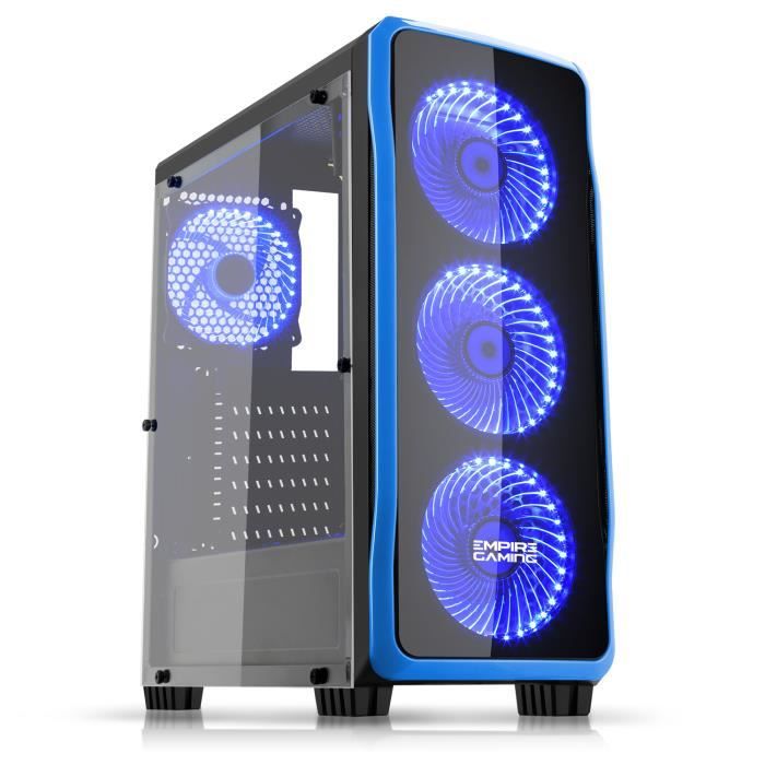 EMPIRE GAMING - Boitier PC Gamer DarkRaw Noir - 4 Ventilateurs LED