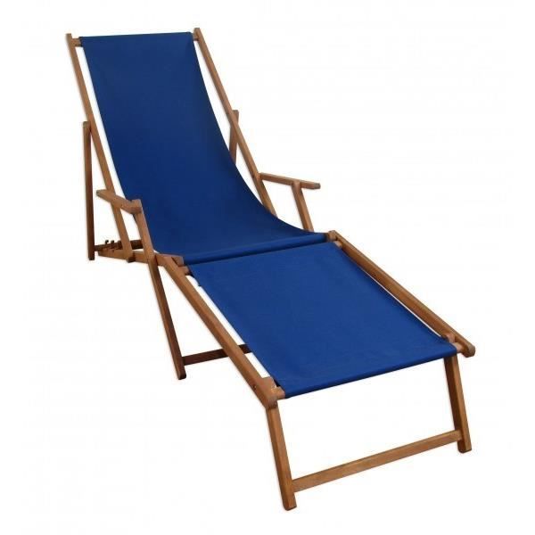 chaise longue de jardin - erst-holz - 10-307f - pliant - accoudoirs - repose-pieds - bleu