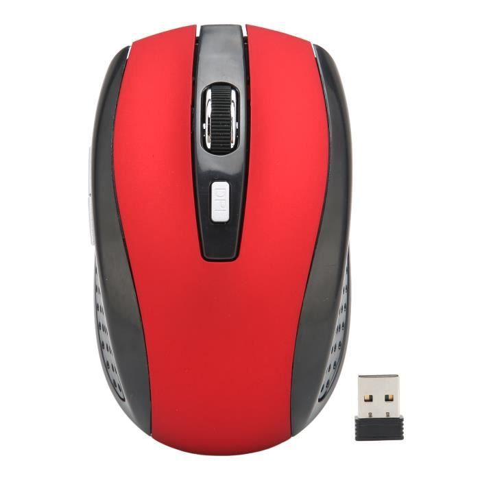 Souris sans fil – GOTOTOP – Mini souris 2.4GHz – 3 niveaux DPI réglables – Rouge – 6 boutons