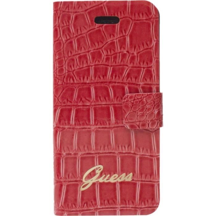 Etui iPhone 4 à rabat latéral corail effet croco