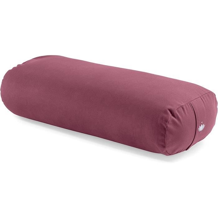 QUIRUMED Rouleau Coussin 55x20 Cm – Similicuir Rouge, Mousse Haute Densité, Yoga, Massage, Rééducation