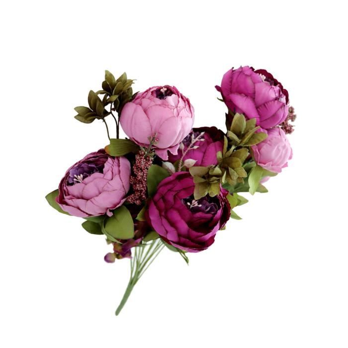 Boutonnière Mariage Bouquet Cascade Fleur en Soie Pivoine Accessoires de  Mariée Œillet Violet - Cdiscount Maison
