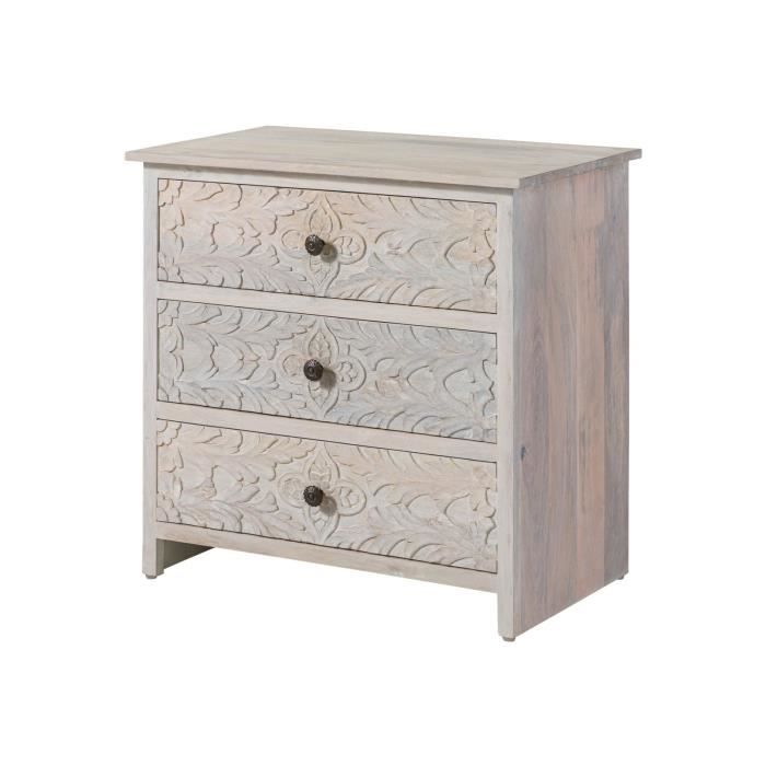 Commode 80x48 Manguier huilé Blanc KASHMIR N° 107 Commode 80x48 Manguier huilé Blanc KASHMIR N° 107