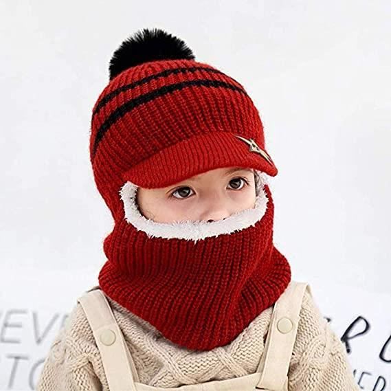 Bonnet de ski en tricot doublé polaire pour enfant fille