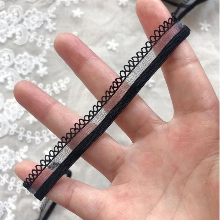 GORGECRAFT 10 Yards 25mm Large Stretch Élastique Dentelle Garniture Double Volant Organza Garniture Noir Ruban Plissée Tissu Bordure pour DIY Couture Artisanat Vêtement Décoration