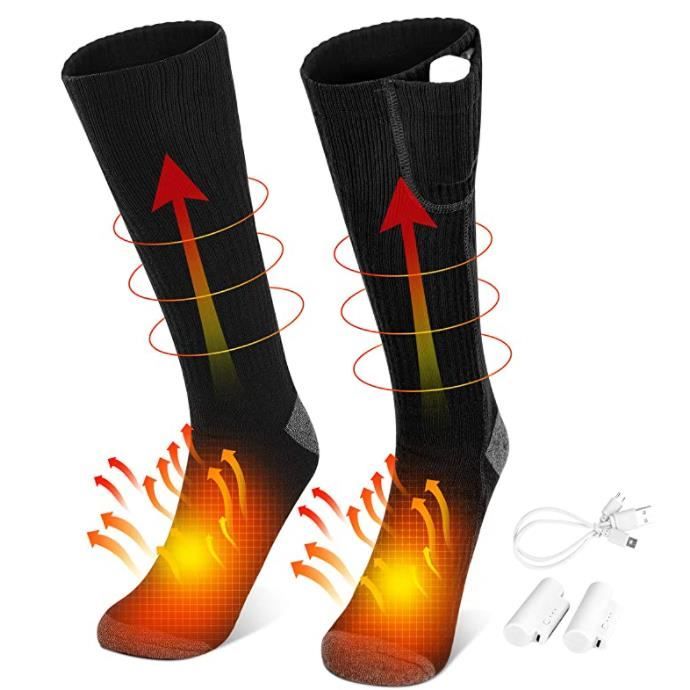 Chaussettes Chauffantes Femme Homme USB 3.7V 2200mAh Rechargeables