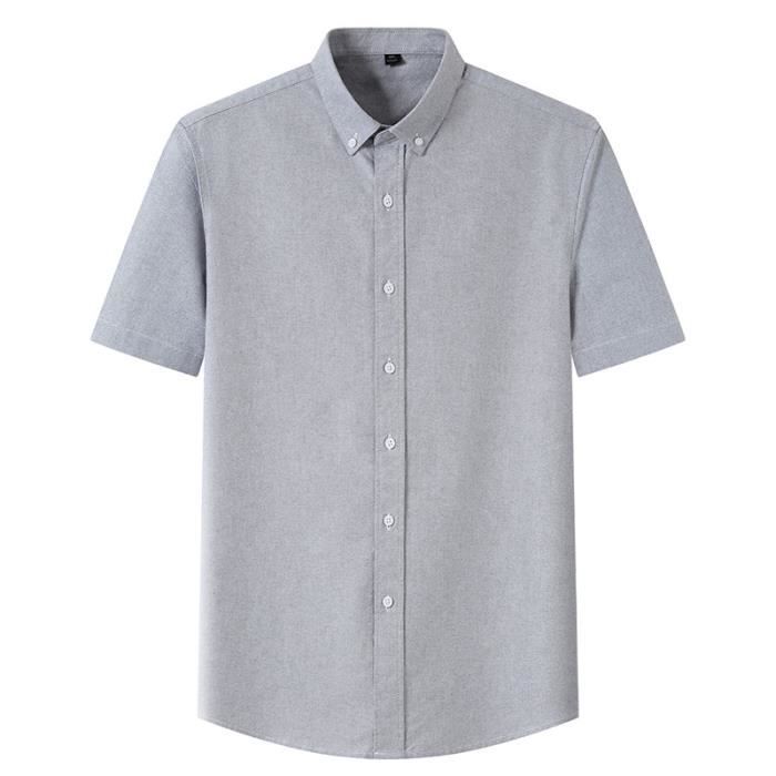 Chemise Oxford Homme Manches Courtes en Coton Col Boutonn