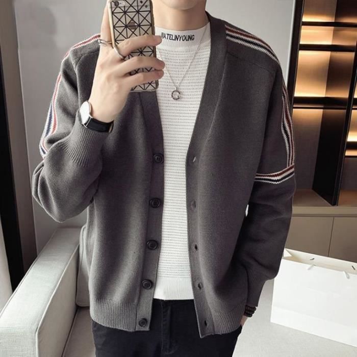 Cardigan Homme à Fermeture éclair - Manches Longues, Poches Zippées - Décontracté Et Confortable - Pour Automne/hiver - 5