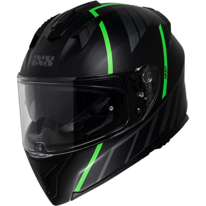 Casque moto intégral IXS 217 2.0 - noir mat/vert fluo - L