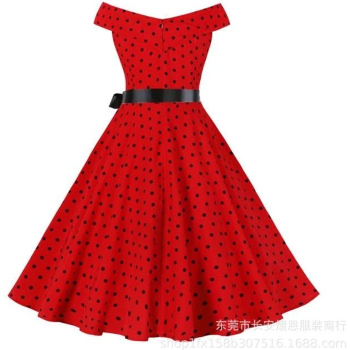 femme robe cocktail soiree vintage retro annee - rouge nystore