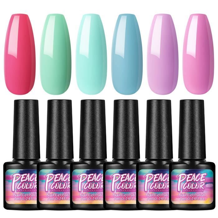 PEACECOLOR 25PCS Vernis Semi Permanent Kit, 20 Couleurs Blanc Nude Rose Marron Pailleté Vernis Gel UV Semi Permanent 1 Base Coat 4 Top Coat, Nail Art Manucure Automne Hiver