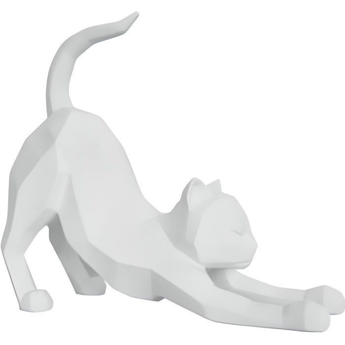 Statue Chat Stretching Blanc Origami Cdiscount Maison Statue Chat Stretching Blanc Origami Cdiscount Maison