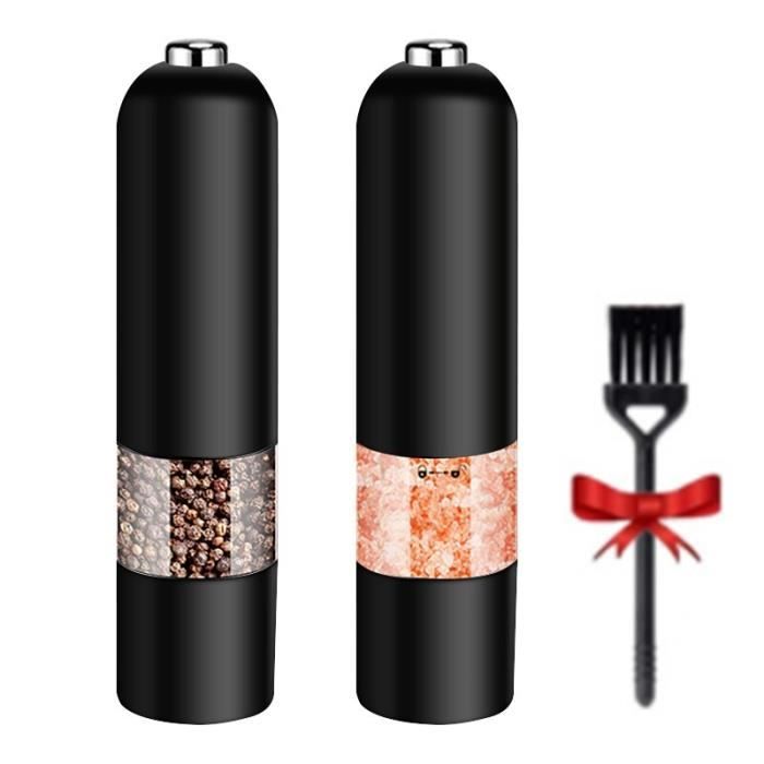 Neuf Lot de 2 moulins à sel et à poivre avec broyeur en céramique réglable, moulin à piment et moulin à épices - Arts de la table