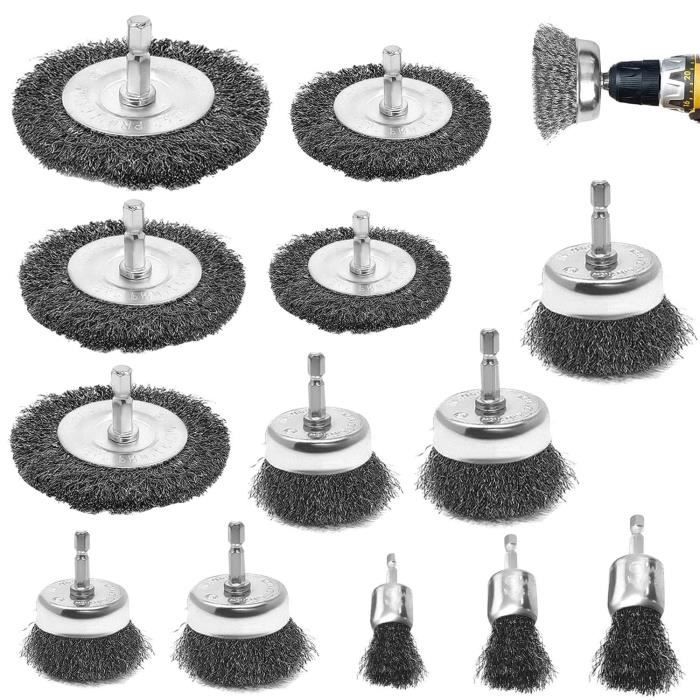 Lot De 8 Brosses Métalliques Twist-knot 75mm - Pour Perceuse - Décapage Peinture, Rouille - Neuf Sous Blister