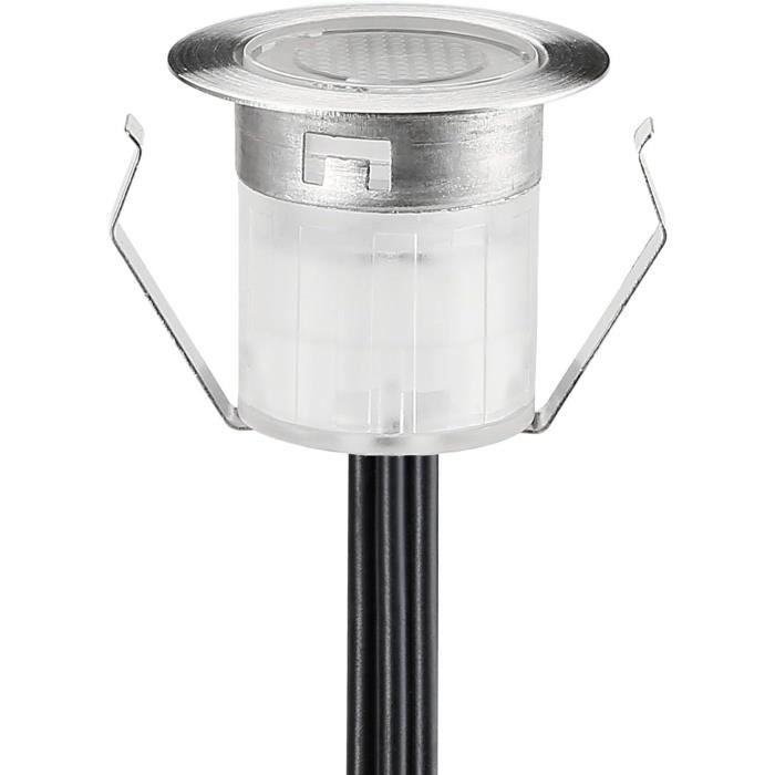 QACA Lot De 6 Lampes De Terrasse LED Basse Tension DC12V 1W, Éclairage Extérieur Pour Jardin, Patio, Terrasse, Escaliers, Luminaires Encastrables 45mm, Kit D'Éclairage Paysager
