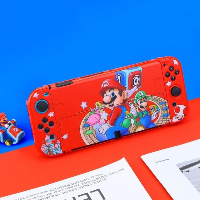 Coque Nintendo Switch OLED +Verre Trempé, Super Mario Étui Housse