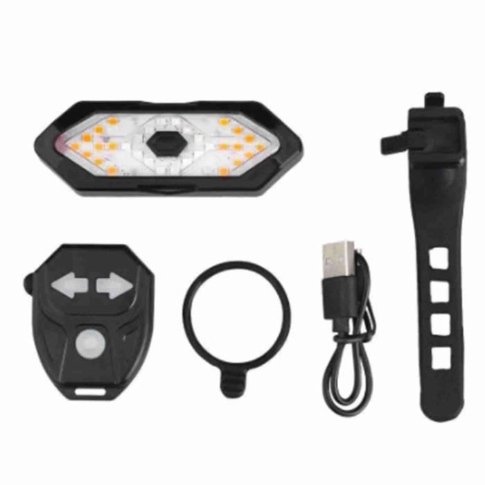C Feu arriere velo 5 modes d'éclairage arrière de vélo avec clignotant avec télécommande en chargeur USB feu arrière pour vélos en - Sport