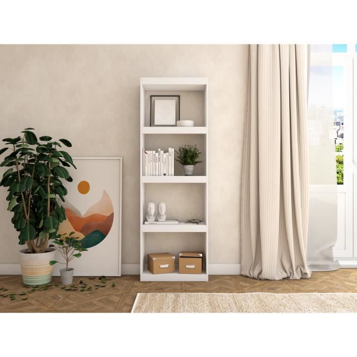 bibliothèque totem à 5 niveaux - meuble de rangement - style moderne - blanc mat 181x60x25cm, rf956