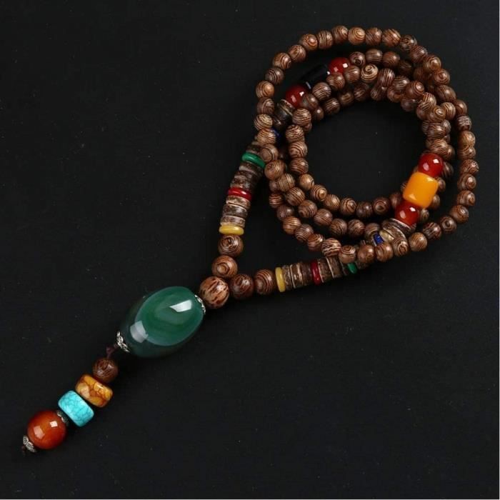 cxkeb népal bouddhiste mala bois perles colliers pierre naturelle pendentif collier pour femmes hommes éléphant collier ethnique738