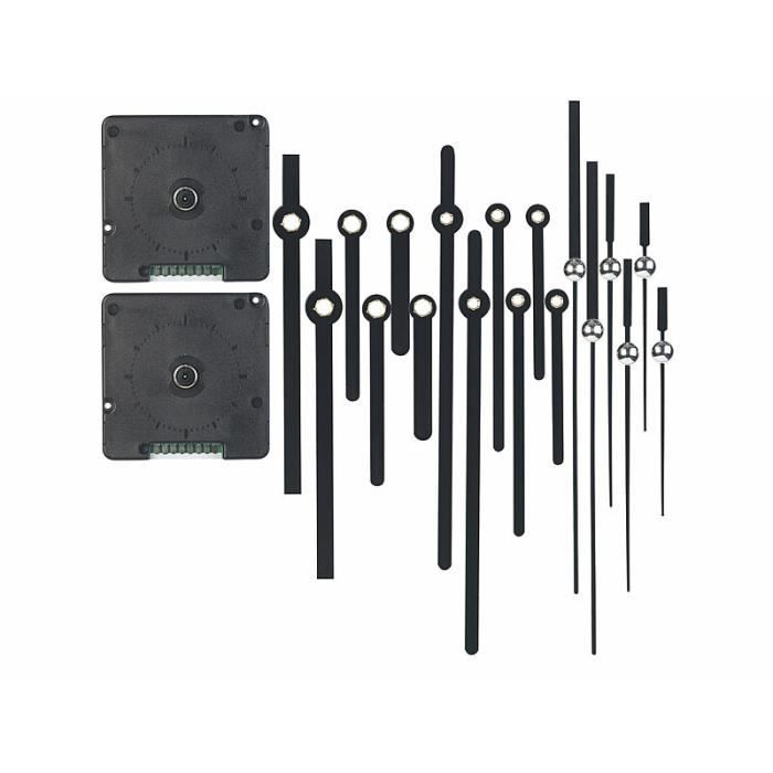 Lot De 2 Mécanismes D’horloge Silencieux à Piles - Tige Courte Pour Cadran De 20 à 30 Cm D’épaisseur 2-3mm