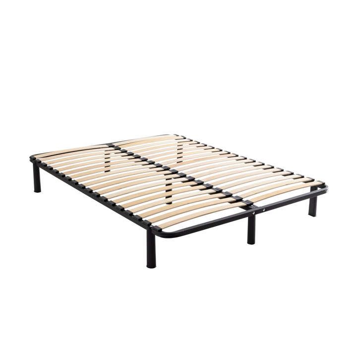 Sommier cadre à lattes métal en kit pieds inclus 140x190 - Noir - Garantie 5 ans - Terre de Nuit Sommier cadre à lattes métal en kit pieds inclus 140x190 - Noir - Garantie 5 ans - Terre de Nuit
