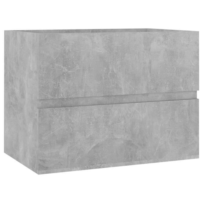 meuble sous lavabo l 60cm - meuble de salle de bain avec tiroir - meuble de rangement pour salle de bain, gris béton c20