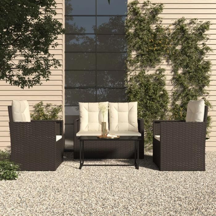 vidaXL Salon de jardin avec coussins 4 pcs résine tressée 319196