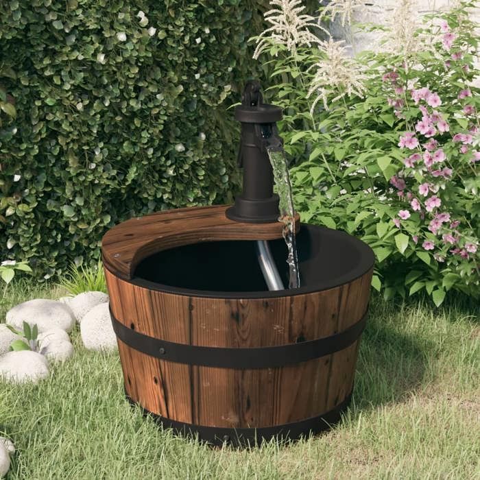 vidaXL Fontaine à eau avec pompe 28x28x345 cm Bois de sapin massif jeu deau fontaine fontaine deau de jardin jeu 363334