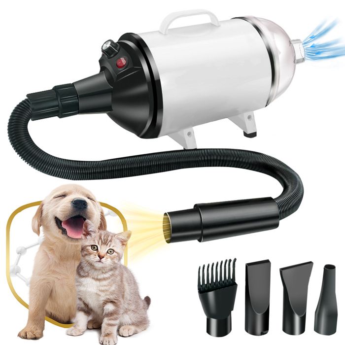Meilleurs prix pour Séchoir pour animaux-Aspirateur/sèche-cheveux 2 en 1-vitesse et température réglables -4 buses- pour chiens et chats