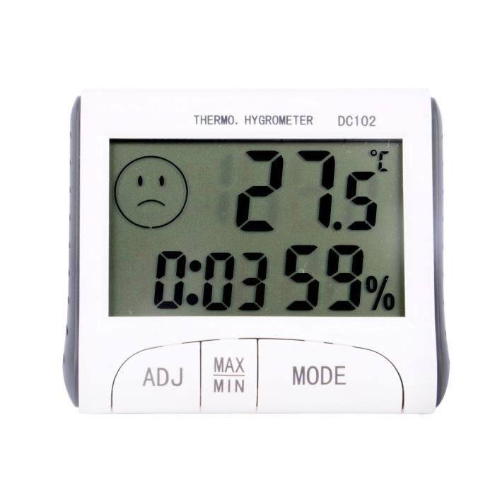 Thermomètre digital intérieur Température Humidimètre Horloge magnétique