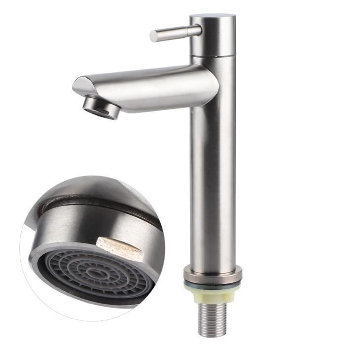 Rabais-Cuque robinet d'évier G1 2 en acier inoxydable brossé simple robinet d'eau froide lavabo robinet d'eau accessoire de salle