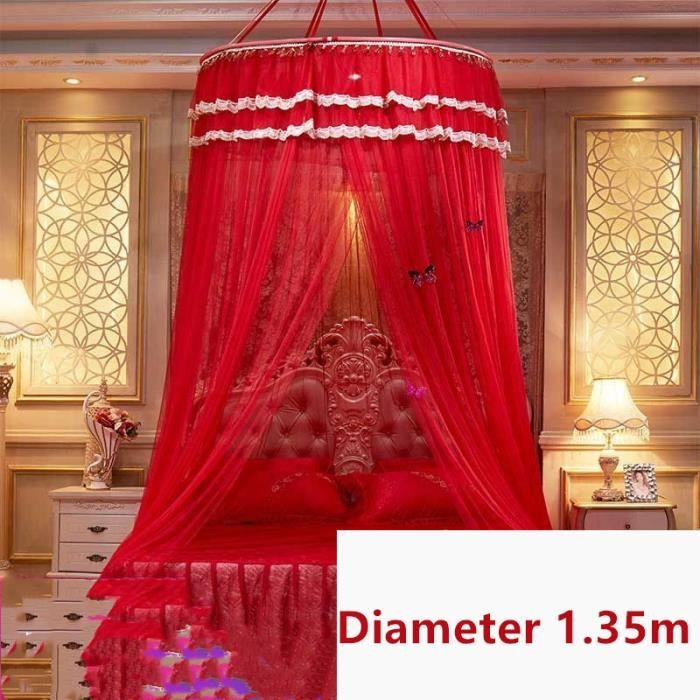 Moustiquaire De Lit Balakaka Hauteur 3m - Grande Dôme Romantique Pour Lits Simples Et Doubles - Rouge - Maille Serrée 12,5m