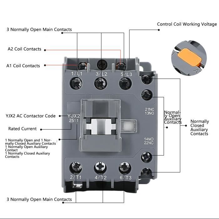 Contacteur AC 9A 380V LC1D09 - 1NO+1NC, Bobine Cuivre, Contacts Argent, Pour Climatiseur/compresseur