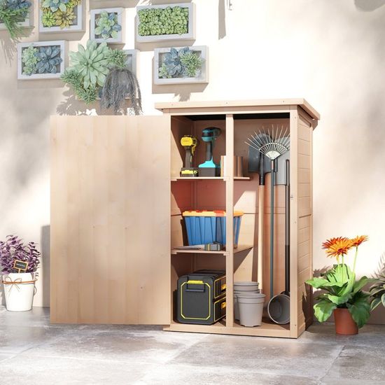 Outsunny Armoire abri de Jardin Remise pour Outils Sapin préhuilé Toit