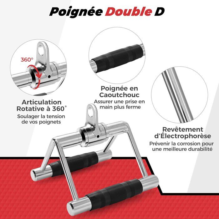Kit 3 Accessoires Pour Machine à Câble / Smith - Poignée D, V Et Corde Triceps - Jusqu'à 160 Kg Kit 3 Pièces Musculation Kit 3 Accessoires Pour Machine à Câble / Smith - Poignée D, V Et Corde Triceps - Jusqu'à 160 Kg Kit 3 Pièces Musculation