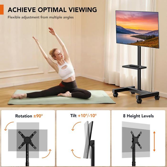 Support Tv Sur Pied Avec Roulettes Pour Téléviseurs Lcd/Led De 13 À 50 ...